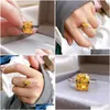 Cluster Rings High Carbon Diamond 1CT Citrine Gemstone Solid Sier 100 925 Fine Jewelry Par Finger Ring For Women Partihandel Drop de Dhduc