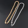 8mm Trendy Mens Bling Chains Gold Plated Bling CZ Stone ed Rope Chain Necklace Bracelet for Men Women Hip Hop Chains1220329