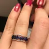 Anéis de casamento Fashion Acessórios vintage Jóias Antigo cor de prata azul Crystal Flower Ring to Ring for Women Tamanho 5-12wedding