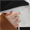 Bagues de cluster 1pc très mince authentique S925 Sterling Sier Fine Bijoux Perles Ball Lucky Bague ouverte réglable J300 Drop Livraison Dhivf