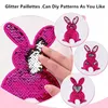 Party Gift Easter Bunny Basket Bag Glitter Paillettes Egg Hunt Bags Handbag Rabbit Fluffy Tails Toys Candy Bucket Tote For Kids Party Decoration