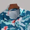 Koszulka męska koszula letnie wakacje swobodne hawaje krótkie rękaw Tropikalne kwiatowy nadruk guziki w dół mężczyźni plus luźne t-shirt bluzki