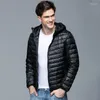 Men's Down Ultra Light Jackets Mens Autumn Winter Coat Fashion Hooded 90% White Duck Male Thin Slim Parkas