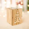 Christmas Decorations Romantic Table Square Tree Home Decor Crafts Wooden Letters Candle Holder Mini Gift Box Candlestick Festival Supplies