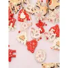 Decorazioni natalizie 12 Pz / scatola Fiocco di neve Renna Pendenti in legno Albero Ornamenti appesi per la casa Regalo per bambini Noel Navidad Drop Deliv Dh5Tq