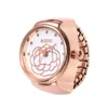 Polshorloges Rose Gold Dial Quartz analoog horloge creatief staal coole elastische vingerring vrouwen mannen unisex relogio voor verjaardagen