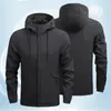 Men's Jackets Comfortable Stylish Hooded Solid Color Casual Jacket Multi Pockets Men Windbreaker Stand Collar Outerwear