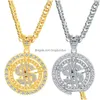 Pendentifs Tournant Dollar Hiphop Personnalité Marée Marque Collier Diamondincrusted Dollars Rotatif Pendentif Bijoux Inventaire Drop De Dhjko