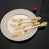 Dinnerware Sets Luxury Gold Plated Wedding Retro Cutlery Set 18/10 Stainless Steel Tableware Party Silverware Knife Fork Spoon