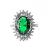 Clusterringen Vintage Ovaal Green Crystal Emerald Gemstones Diamanten voor vrouwen Witgoud Sier Color Sieraden Bague Bijoux feestgeschenken Dhggs