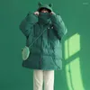 Damen-Trenchmäntel, lustiger Frosch, grün, gepolsterte Kleidung, Damen-Winter-Cartoon, niedlich, Plüsch, warme Puffjacke, Kapuzenparkas, japanische Kawaii