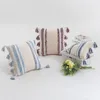 Kudde Tufted Cover Stripe 45x45cm/30x50cm Blue Grey Home Decoration For Soffa Bed Chair Living Room