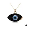 Pendentif Colliers Simple Evil Eye Collier Femmes Résine À La Main Clavicel Chaînes Pour Femme Noël Imitation Pierre Naturelle Goutte De Dhpby