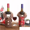 Decorazioni natalizie Bottiglia di vino Er Set Borsa regalo in reticolo a strisce di Babbo Natale Anno Decorazione della tavola per feste Consegna a domicilio Giardino domestico Dhjqy