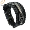 Link Bracelets Fashion Punk Handmade Wide Cuff Rope Bracelet Vintage Leather Men Woven Wristband Bangles For Jewelry