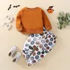 Kledingsets 2 stks Halloween Baby Girls Boys Outfit Toddlers lange mouw ronde kraag hoodie tops bat pompoen printbroek set