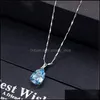 Pendanthalsband Enkla och generösa blå kristall topas halsband nisch design clavicle chain diamant för flickvän födelsedag drop d dhvuo