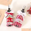 Party Gunst 2023 Kerst gebreide wijnfles Ers Snowflake Tree Wines Flessen ER met Bowknot Beer jaar Xmas Home Decoration Drop del Dh6n7