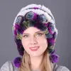 Berretti Beanie/Skull Berretti Cappello di Pelliccia Delle Donne Per L'inverno Naturale Rex Cap Russo Copricapo Femminile Orecchio Esterno Fiori Caldi paraorecchie