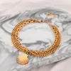 Anklets Fashion Three Layers Of Gold Color Heart Snake Pendant Tassel Anklet For Women Men Retro Punk Shell Starfish Chain Beach Jewelry