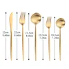 Set di stoviglie 5 pezzi Set di posate in oro bianco Cena Forchetta Cucchiaio Coltello da tavola Dessert Forchette in acciaio Coltelli Cucchiai Stoviglie Goccia