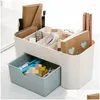 Scatole portaoggetti Contenitori Custodia Contenitore da scrivania Organizer per trucco Scatola Cosmetica Ders Doppio strato in plastica Display per gioielli Drop Delivery H Dhoio