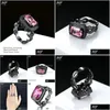 Cluster Rings Luxury Fashion Square Pink Cubic Zirconia Black Gold Color Ring Cocktail For Women Fl Size Sale Dd041 Drop Delivery Jew Dhvtq