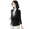 여자 재킷 블랙 실크 슈트 자켓 소형 2023 봄과 가을 기질 영국 스타일 탑