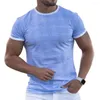 T-shirts pour hommes Mode d'été Plaid Hip-Hop Casual T-shirt à manches courtes Polyester Hommes Outdoor Jogging Training Stretch Manches courtes