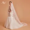 Bridal Veils AW 1 Tier Veil Ivory Lace Appliqued Tiul Chapel Długość ślubna z grzebieniami