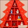 Christmas Decorations Tree Desktop Decoration Diy Wooden Red Green Xmas Design Cartoon Santa Snowman Motif Table Decor Drop Delivery Dhvdy