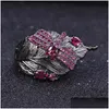 Cluster Rings Gems Ballet 0.88Ct Natural Rhodolite Garnet Ring Fine Jewelry 925 Sterling Sier Handmade Leaf For Women Bijoux Drop Del Dhybs