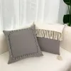 Pillow Tassels Cover Grey Beige Khaki 30x50cm/45x45cm Boho Style For Sofa Bed Chair Living Room Bedroom