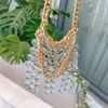Abendtaschen YUOCL Luxus Designer Handtaschen 2023 Damen Schulter Shopper Mode Kristall Perlen Kette Offene Kleine Quadratische Tasche