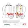 Tazze 12Oz Sublimazione Blank Insated Sippy Cstainless Steel Con Manici Bicchiere Sottovuoto A Doppia Parete Per Bambini E Bambini Drop Delive Dhsvf