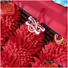 수건 빨간색 휘장 소프트 핸드 중국 스타일 퀵드리 흡수 만화 와이프 손수건 욕실 욕실 자수 타월 드롭 델 DH4HO