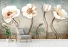 Papéis de parede European Pintura a óleo Flor Wall Mural Po Papel de parede Decoração Hand Roll Floral Papel 3D Custom