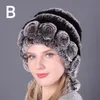 Beanies Beanie/Skull Caps Women Fur Hat For Winter Natural Rex Cap Russian Female Headgear Outdoor Ear Warm Flowers Earmuff