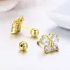 Pendientes de tuerca de mariposa bonita con circonita cúbica para mujer, niños, bebés, niñas, joyería de Color dorado y latón Kolczyki Oorbellen