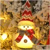 Juldekorationer ornament Santa Claus Snowman Elk med LED -l￤tt handgjorda Xmas Tree Pendents Tabell Holiday DecorChristmas Drop DHHFM