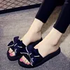 Slippers Sandals Female Seaside Women Summer Manual Bow Tie Word Non-slip Beach Shoes