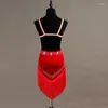 Scena noszona seksowna sukienka do tańca łacińskiego z aksamitną frędzlową spódnicą kantarki szyi flamenco kostiumów kobiet taniec chacha 4 kolory b0054