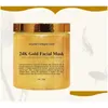 Bronzers Evidenziatori Crystal Collagen Gold Womans Maschera per il viso 24K Peel Off Skin Idratante Rassodante 250G Drop Delivery Heal Dhixx
