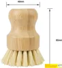 Brosses à Pot de palmier à Sublimation, Mini brosse ronde en bambou, brosse à récurer naturelle, nettoyage humide, pour laver la vaisselle et les Pots