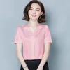 Camisetas femininas acetato acetina cetim casual tampos de manga curta 2023 roupas de verão roupas mulheres vastas em vasta coreana de gola varanda coreana