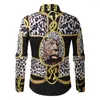 Men's Casual Shirts Blouse Homme Baroque Banquet Shirt Paisley Men Luxury Korean Mens Long Sleeve Print 546