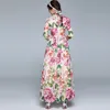 Casual jurken voor vrouwen 2023 Elegante mode lange mouw strandstijl grote swing jurk chiffon bedrukte maxi met sjaal