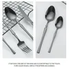 Set di stoviglie 24 pezzi / set Paletta in acciaio inossidabile Forchette Coltelli El Titanio placcato Stoviglie occidentali Utensili da cucina a goccia