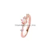 Bandringar Fashion Jewelry Womens Simple Diamond Ring Copper Tail Drop Delivery DHNN1