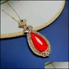 ペンダントネックレスGao Bing China Carnelian925Sier Inlaid Water Drop Petal Jade Necklaceクラビクルチェーンペンダント配達ジュエリーPendan Otndl